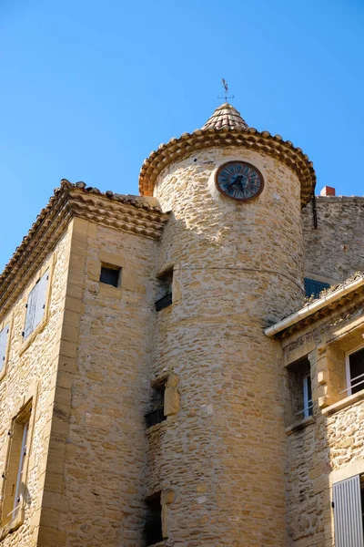 Chteauneuf Pape Provence France Juillet 2021 Tour Horloge Médiévale Sur — Photo