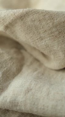 Sığ alan derinliği ve seçici odaklı kenevir dokusunun dokunsal dokusu. Sürdürülebilir ve çevre dostu tekstil.