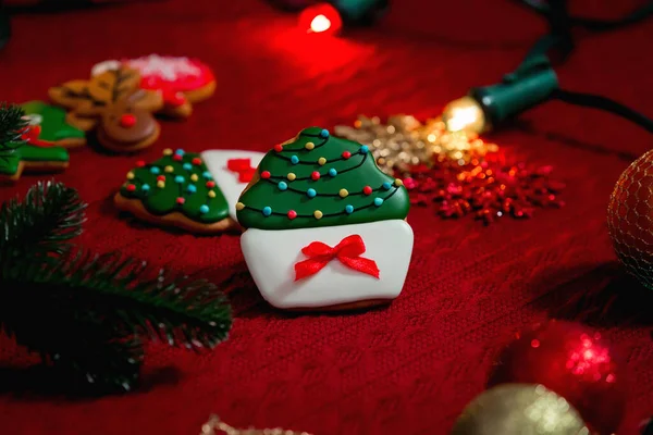 Läckra Pepparkakor Julafton Matlagning Med Hela Familjen Söta Desserter Till — Stockfoto