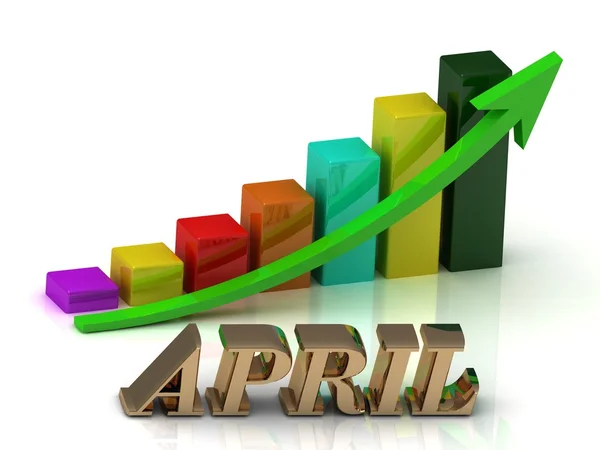 ABRIL brillante de letras de oro y el crecimiento gráfico —  Fotos de Stock