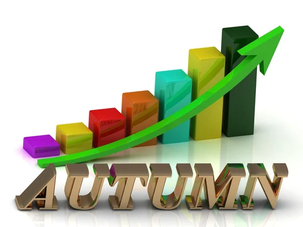 Sonbahar altın harfler ve grafik büyüme parlak — Stok fotoğraf