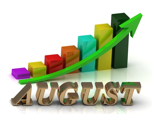 AUGUST bright of gold letters and Graphic growth — Stock Photo, Image