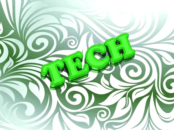 Tech ljusa färg bokstäver på fin grön prydnad — Stockfoto