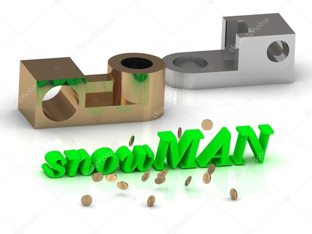 snowMAN - words of color letters and silver details 