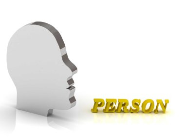 Kişi parlak renkli harfler ve gümüş baş mind 