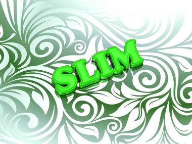 Güzel yeşil süs üzerindeki ince parlak renkli harfler 