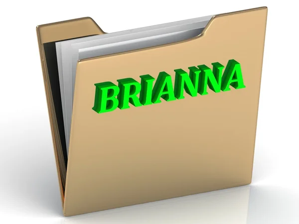 Brianna- leuchtend grüne Buchstaben auf Goldpapiermappe — Stockfoto