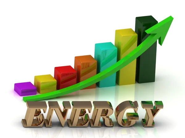 ENERGÍA brillante de letras de oro y crecimiento gráfico —  Fotos de Stock