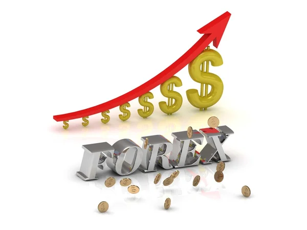 FOREX bright silver letters and graphic growing dollars — Stock Photo, Image