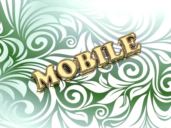 Mobile helle Farbe Buchstaben auf schönen grünen Ornament — Stockfoto