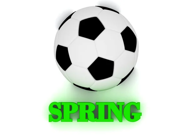 SPRING bright volume letter word, football big ball — Stock Photo, Image