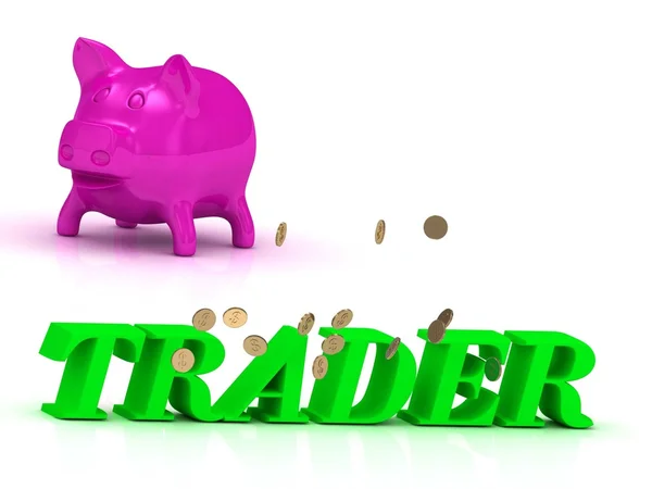 TRADER01  Name and Family bright word, pink piggy — Stock Photo, Image