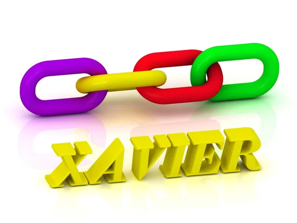 XAVIER- Name and Family of bright yellow letters — Stock Photo, Image