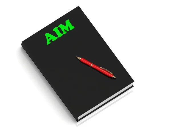 AIM- inscription of green letters on black book — Stock Photo, Image