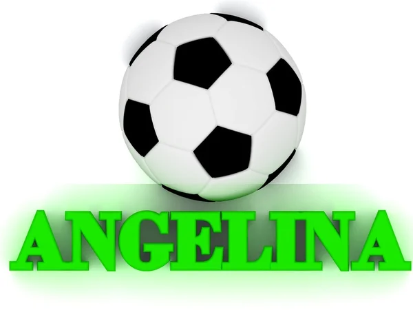 ANGELINA bright volume letter word, football big ball — Stock Photo, Image