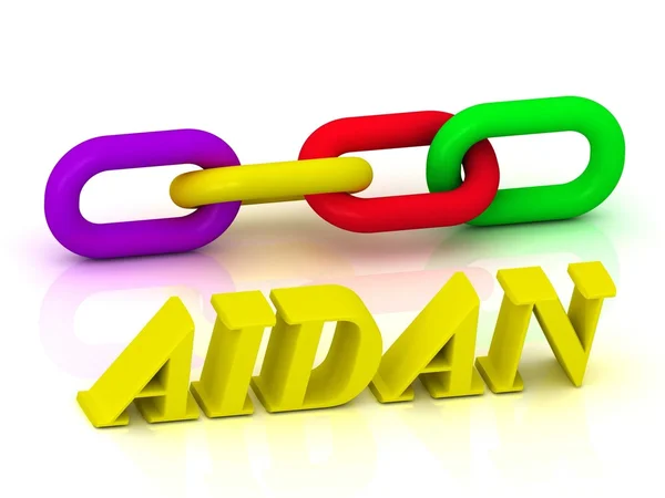 AIDAN - Name and Family of bright yellow letters — стоковое фото
