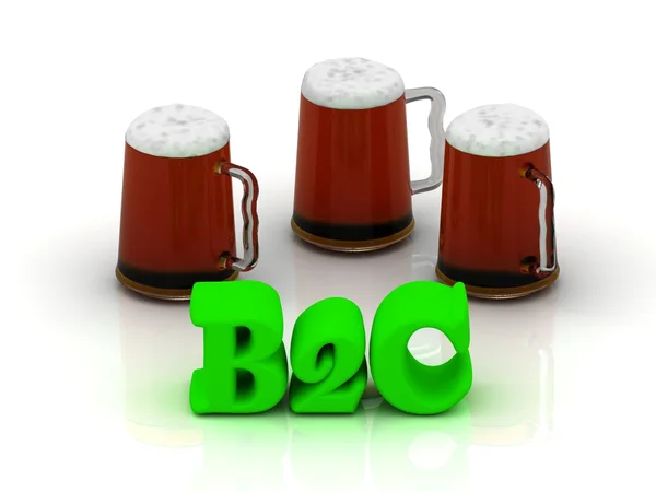 B2C palabra volumen brillante 3 taza de cerveza en —  Fotos de Stock