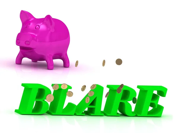 BLARE bright of green letters and rose Piggy — Stock Photo, Image