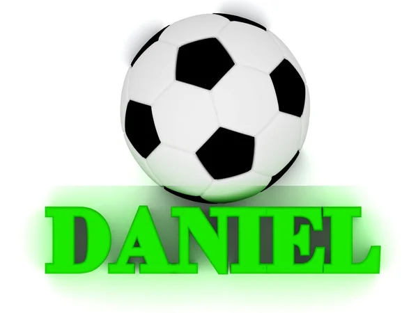 Daniel jasny wielkość listu słowo, duża piłka piłka nożna — Zdjęcie stockowe