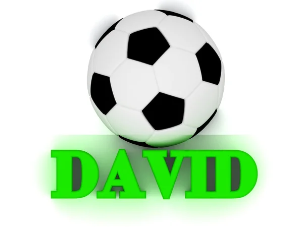 DAVID bright volume letter word, football big ball — Stock Photo, Image