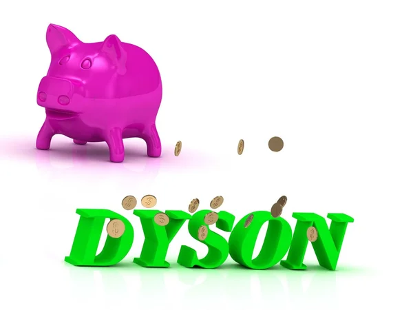 DYSON bright of green letters and rose Piggy — Stock Photo, Image