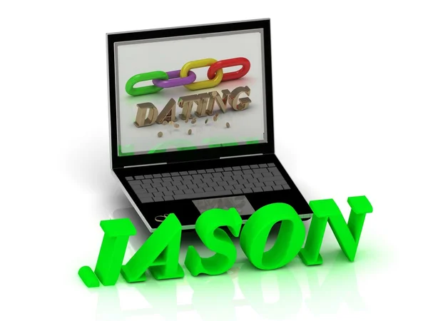 JASON- Name and Family bright letters near Notebook — Stock Photo, Image