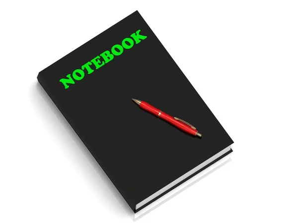 Anteckningsbok-inskription av gröna bokstäver på svart bok — Stockfoto