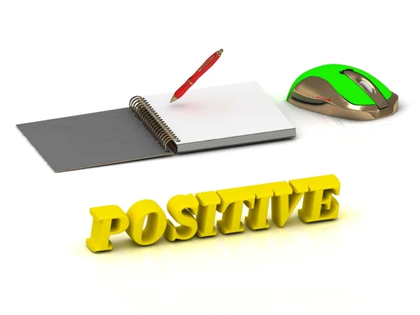 POSITIVE  inscription bright volume letter and textbooks and — Stock Photo, Image