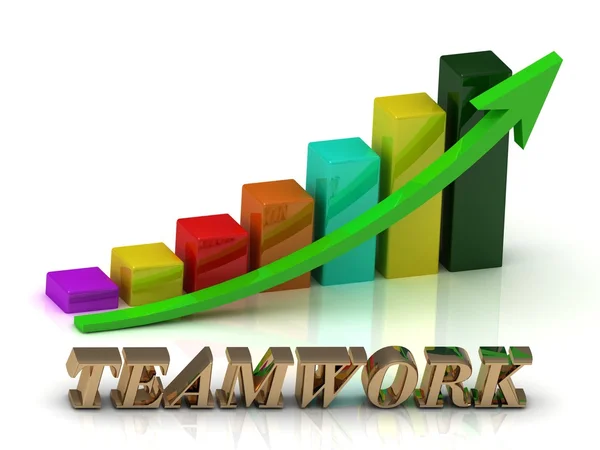 TEAMWORK brillante de letras de oro y el crecimiento gráfico —  Fotos de Stock