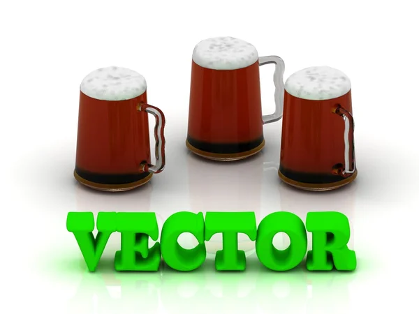 VECTOR яркий объем слова 3 чашки пива — стоковое фото