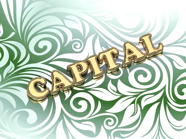 CAPITAL letras de color brillante en bonito adorno verde — Foto de Stock