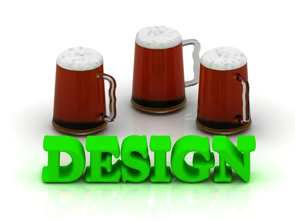 DESIGN bright volume word 3 cup beer on — Stock Photo, Image