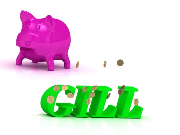 GILL luminoso di lettere verdi e rosa Piggy — Foto Stock