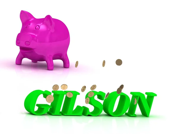 GILSON brillante de letras verdes y rosa Piggy —  Fotos de Stock