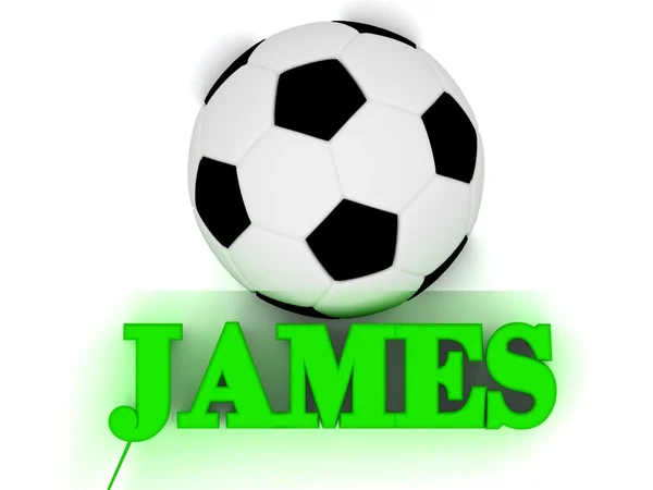 JAMES bright volume letter word, football big ball — Stock Photo, Image