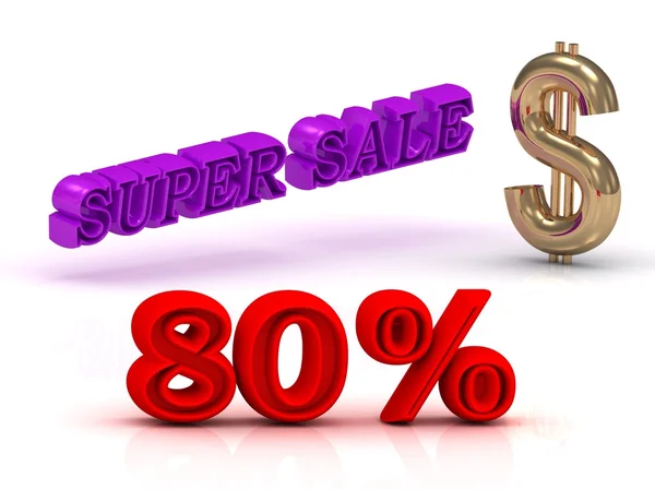 80 Persent Super prodej obchodních ikony klíčová slova, zlato — Stock fotografie