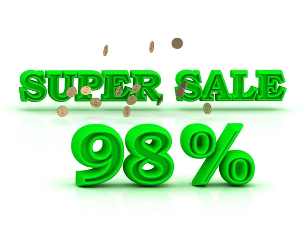 98  PERSENT SUPER SALE business sign green keywords — Stock Photo, Image