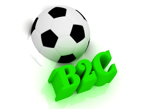 B2C bright volume letter word, football half ball — Stock Photo, Image