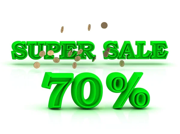 70  PERSENT SUPER SALE business sign green keywords — Stock Photo, Image