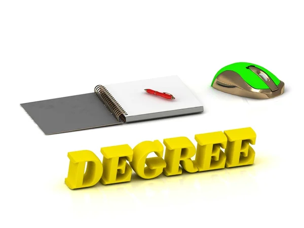 DEGREE  inscription bright volume letter and textbooks — Stock Photo, Image