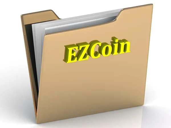 Ezcoin - ljus färg bokstäver på en guld mapp — Stockfoto