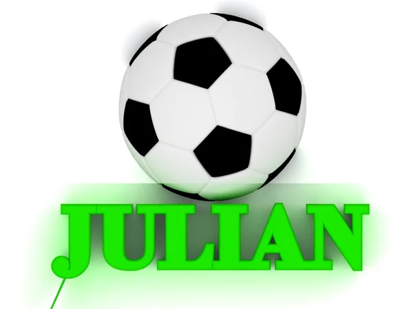 JULIAN bright volume letter word, football big ball — Stock Photo, Image