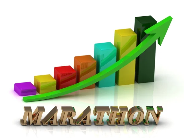 Maraton altın harfler ve grafik büyüme parlak — Stok fotoğraf