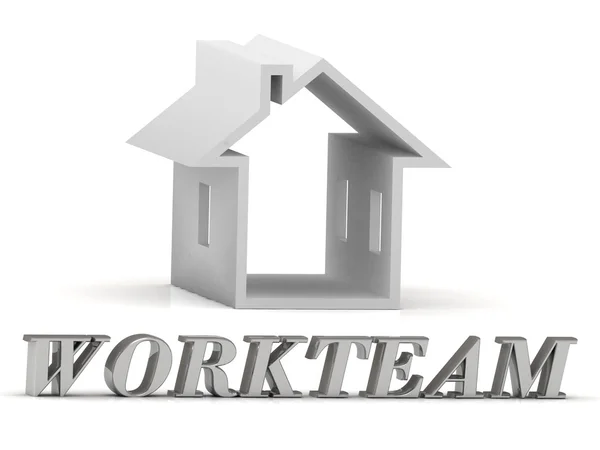 Collega-inscriptie van zilveren letters en witte huis — Stockfoto