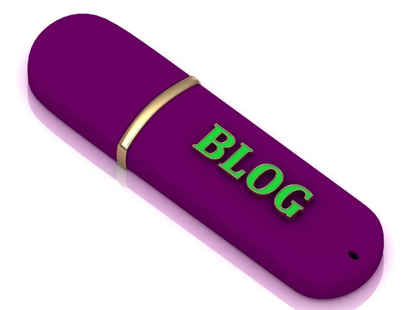 BLOG - inscripción en la unidad flash USB lila —  Fotos de Stock