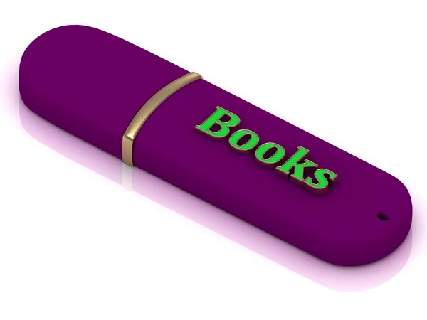 Books - inscription on lilac USB flash drive — Stock Photo, Image