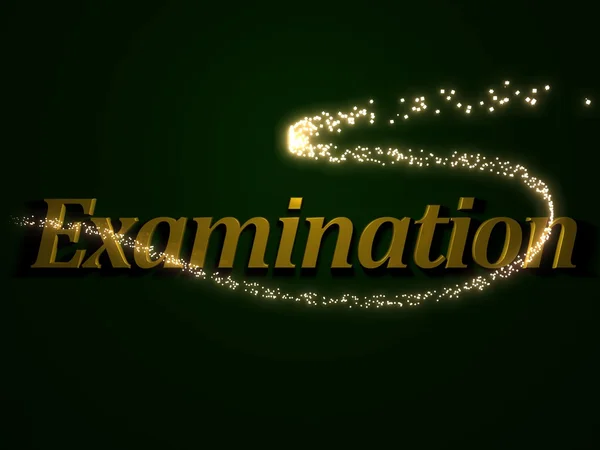 Examination - 3d inscription with luminous line with spark — Stock Photo, Image