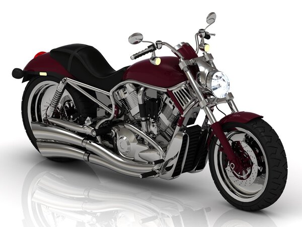 Top view. Motorcycle and chrome engine