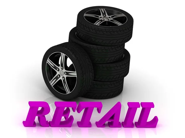 RETAIL- brillantes letras y llantas mashine ruedas negras — Foto de Stock