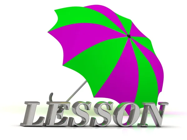 LESSON- inscription of silver letters and umbrella — Stock Photo, Image